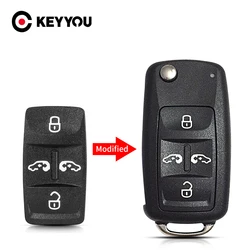 KEYYOU 4 düğmeler çevirme uzaktan anahtar kauçuk düğmeler ped durumda VW Volkswagen Sharan Fob Fob Fob araba anahtarı pedleri