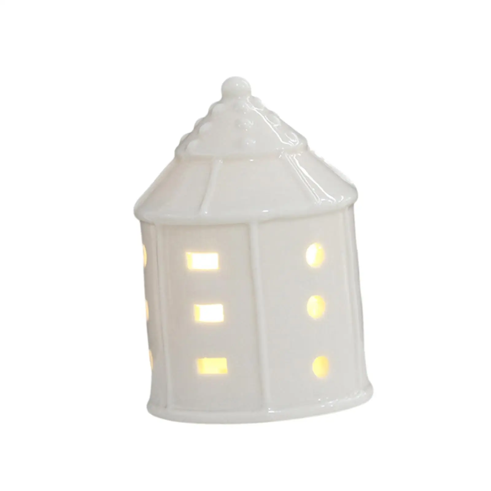 Ceramic House with LED Desktop LED Night Lamp for Hallway Bedroom Bathroom