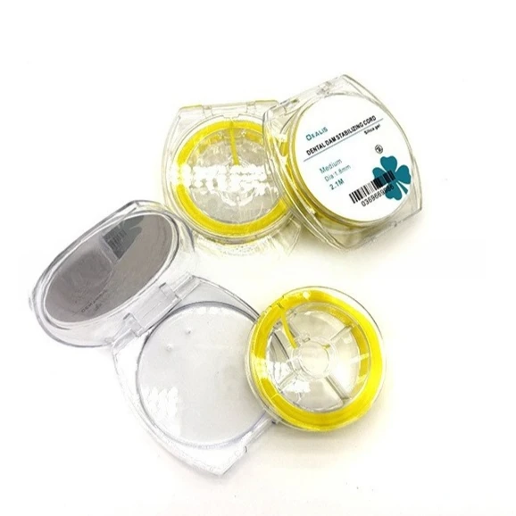 5Rolls Dental Rubber Dam Stabilizing Cord Medium Wedges Clamps Sheets Elastic 2.1m /Dia 1.8mm Dentistry Instrument