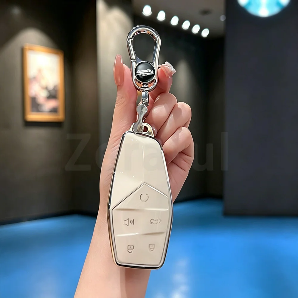 Anti-scratch Auto Shell Accessories for MG One 2022-2026 Soft TPU Remote Keyless Fob Protective Car Key Case Holder KeyChain