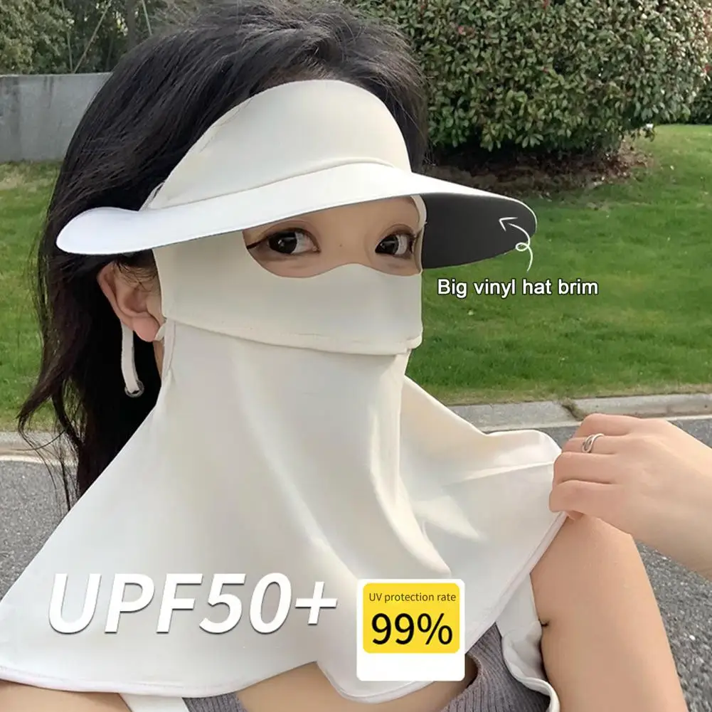 Summer Sunscreen Sun Hats Full Face Cover Mask for Women Men Large Brim Solid Shades Breathable UV Sunshade Visor Cap