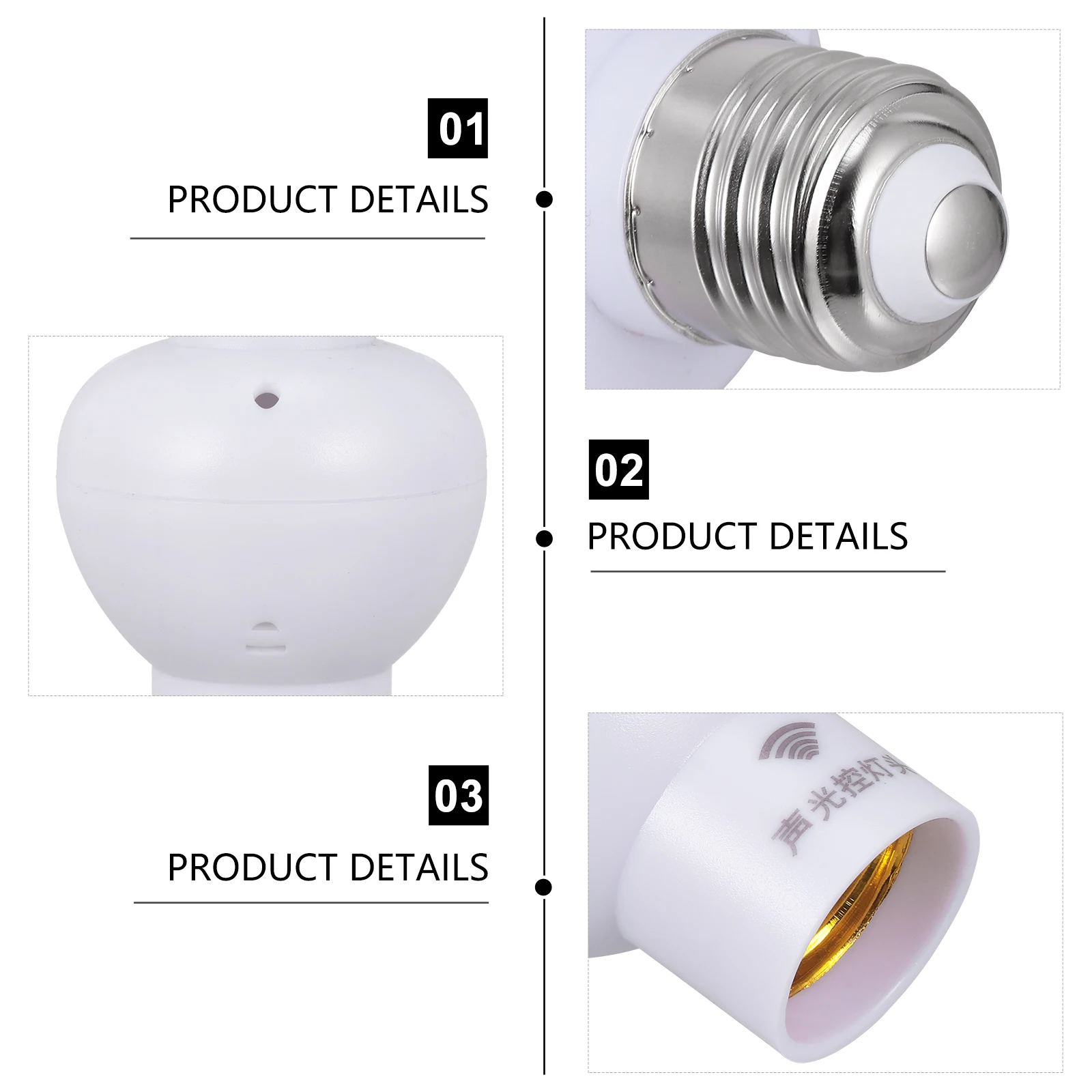 

Lamp Bulb Adapter Converter E27 to E27 Sound Light Control Lamp Holder Durable Light Bulb Converter Holder for Home Hotel
