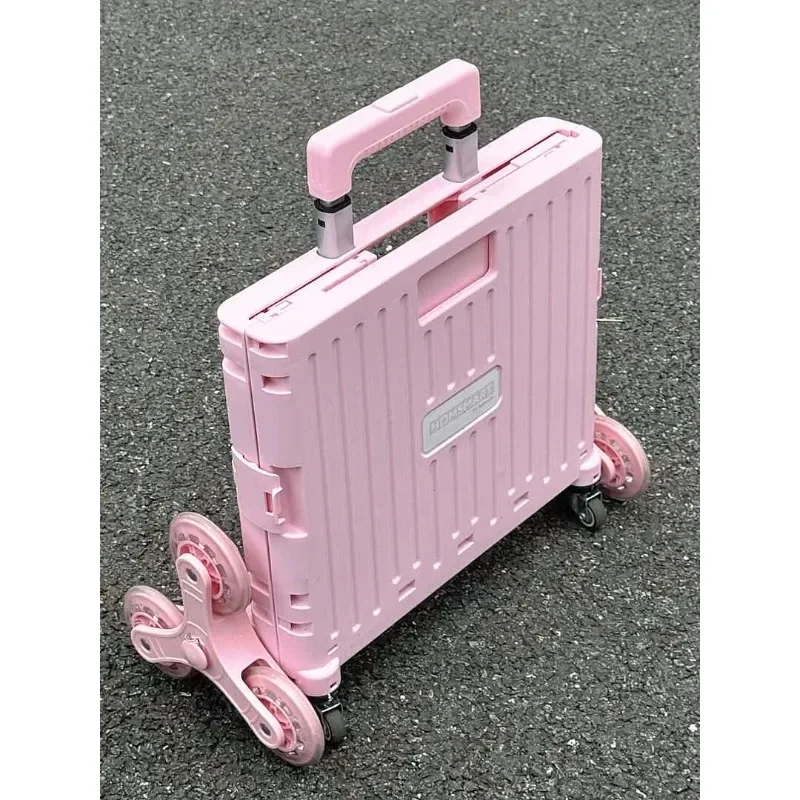ins wind folding shopping cart hand-pulled trolley with lid to take express multi-function climbing stairs