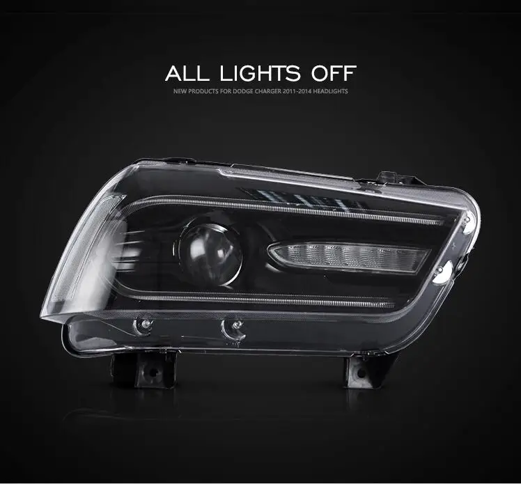 2pcs Car Styling for charger Headlight 2011 2012 2013 2014 charger LED DRL+Dynamic turn signal Bi-Xenon headlight Accessories