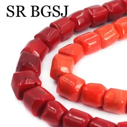 African Jewelry Dubai 10-12mm Red / Orange Column 100% Real Genuine Natural Coral Large Beads Strand 15