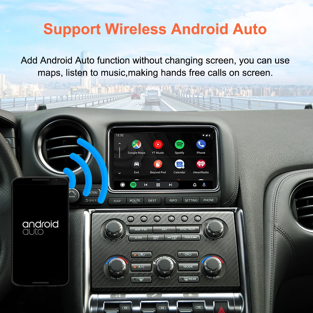 Bonroad Wireless Carplay Android Auto Modulbox für HD-Bildschirm Nissan GT-R Pathfinder Quest 370Z Patrol Mirror Link Interface – Detail 6