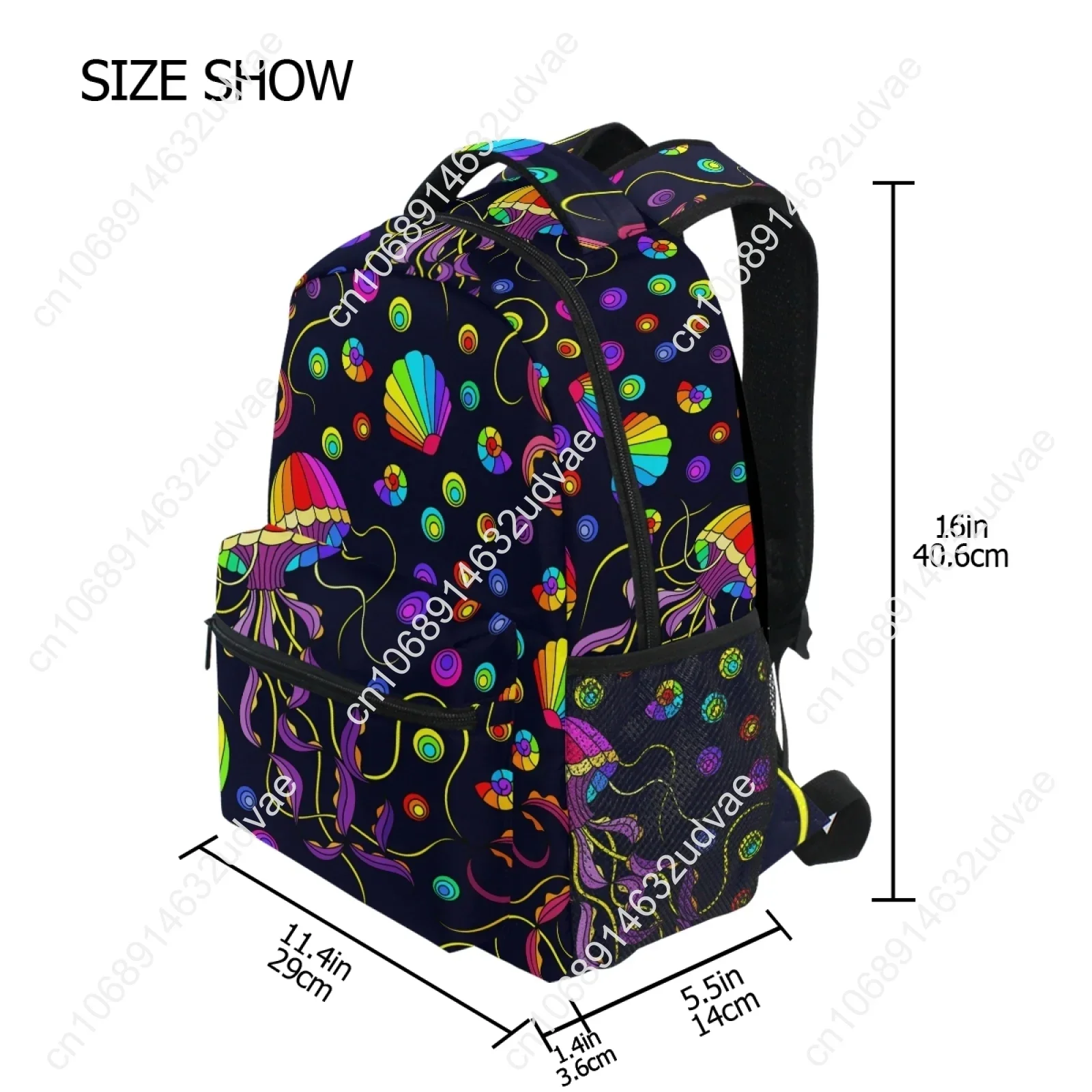 Mochila impermeable para ordenador portátil de 17 pulgadas para mujer, morral de viaje con carcasa de Medusa, arcoíris, pulpo, Mochila escolar, novedad