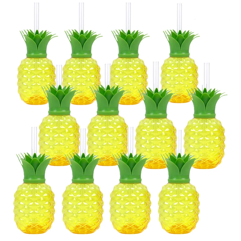 

6/12pcs Hawaiian Party Decoration Pineapple Strawberry Drinking Cup Beach Summer Tropical Party Supplies Luau Wedding Birthday