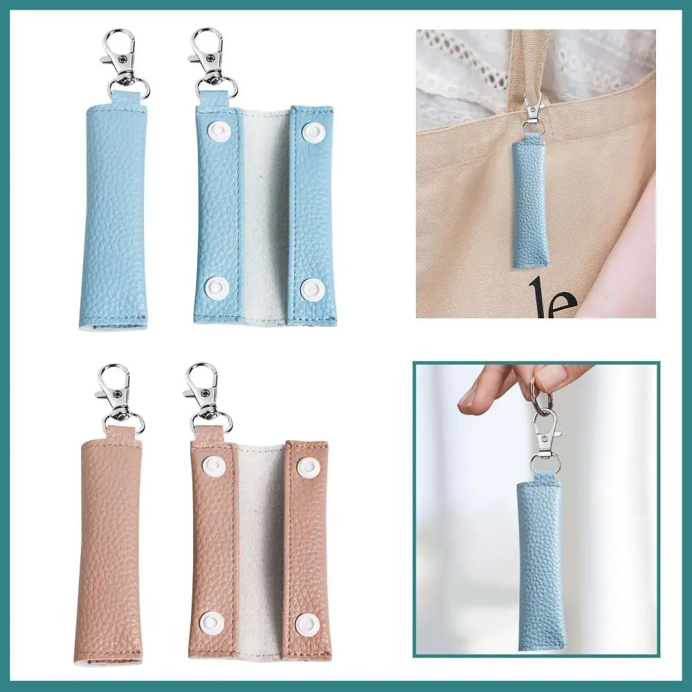 Portable Lychee Pattern Coin Purse Buckle with Keychain Headphone Storage Bag Multi-function Solid Color Coin Bag Daily
