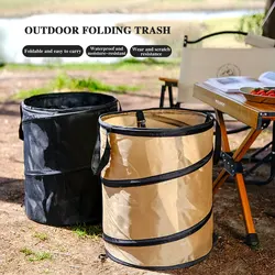 1pc Pop-up Trash Can, Outdoor Portable Camping Folding Trash Can Camping Trash Can Gardening Garden Garbage Bag Garden Leaf Buck