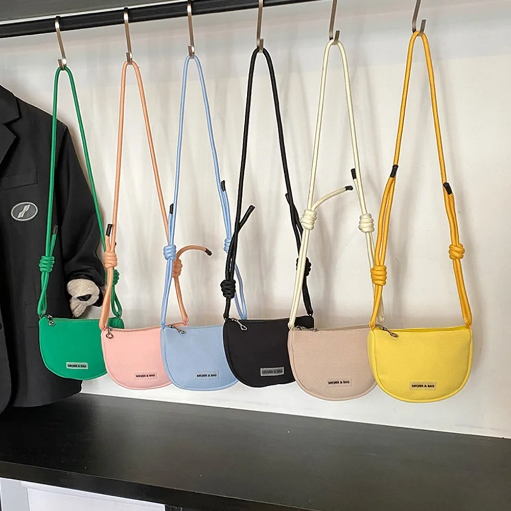 

Korean Style Half Moon Bags Large Capacity Waterproof Dumpling Shoulder Bag Solid Color Adjustable Strap Sports Crossbody Bag