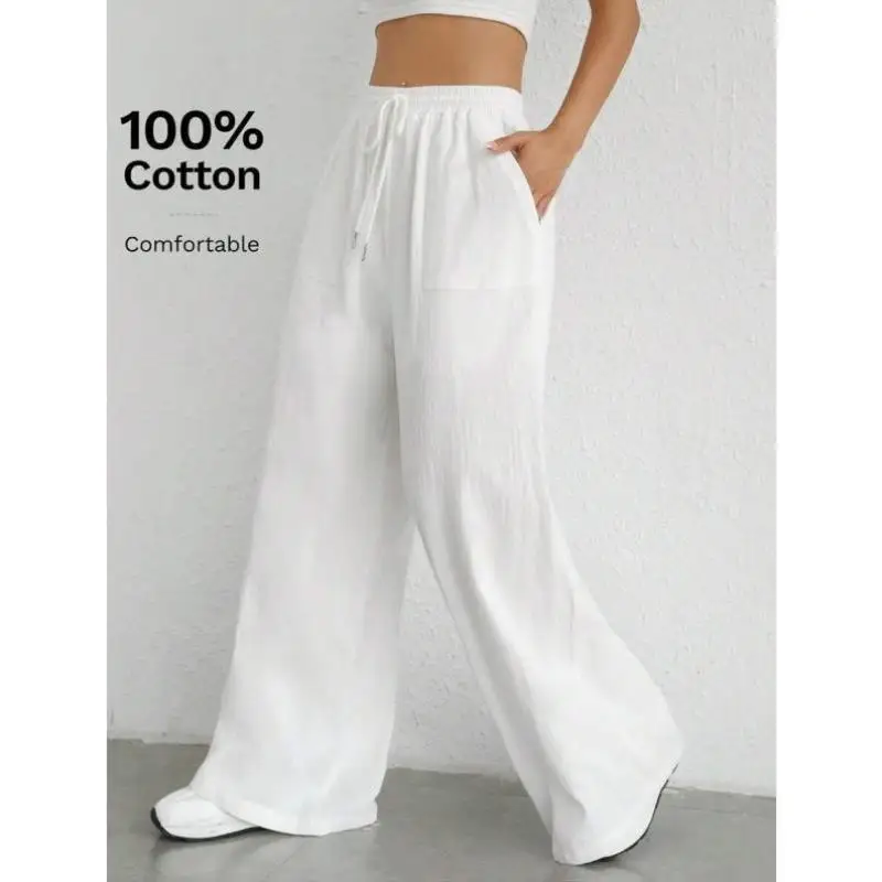 

New Cross-Border Bots Waist-Cinching Wide Leg Pants Men's Retro Sle Ciwalk Nine-Piece Pants Elastic Micro Stretch