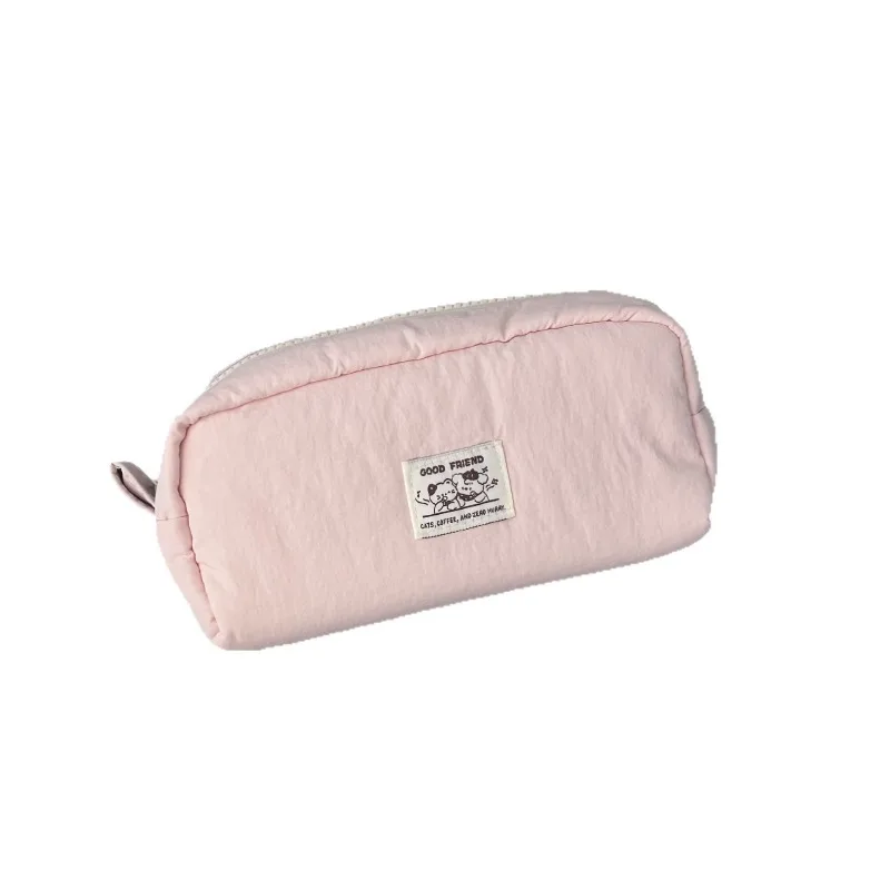 2025 New Cute and  Solid Color Pencil Case Simple Pier Cat Ins High-value Large-capacity Stationery Storage Bag