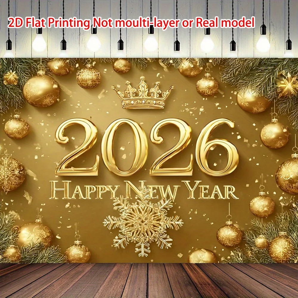 2026 Happy New Year Tapestry, Festive Polyester Wall Art for Living Room Decor and Multi-Event Celebration Background