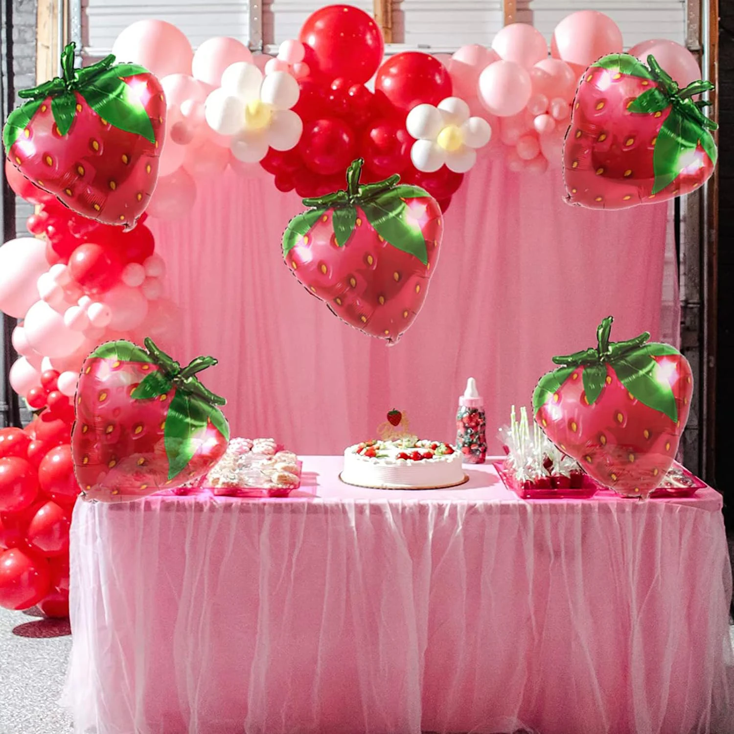 Strawberry Party Decoration Balloon wreath Arch Set, Big Strawberry, Sweet Girl Berry First Theme Birthday Party Supplies