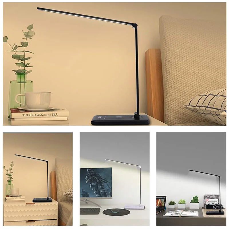 LED USB Charging Lamp Touch Folding Table Portable 3Color Work Office Rechargeable Wireless Phone Charger Light for Bedroom