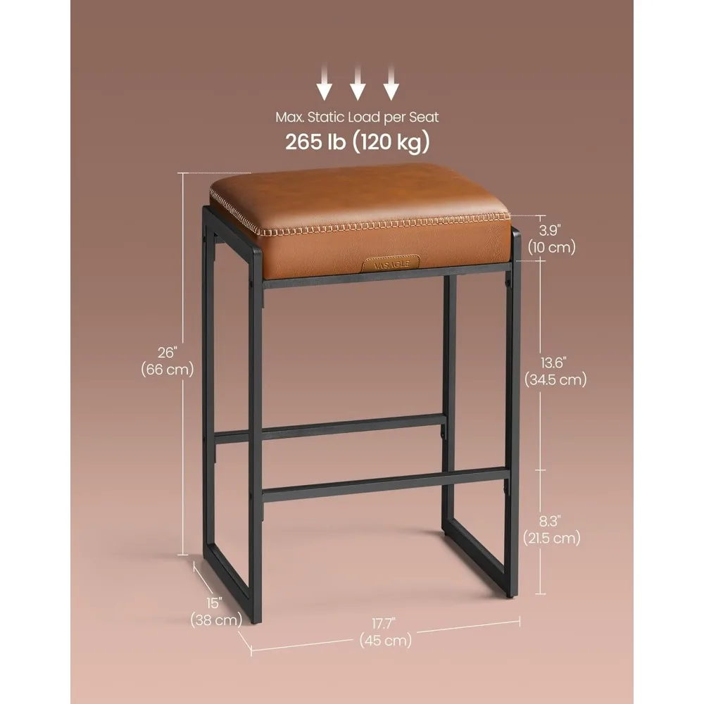 Ensemble de 4 tabourets de bar modernes au milieu du siècle, en cuir synthétique avec coutures