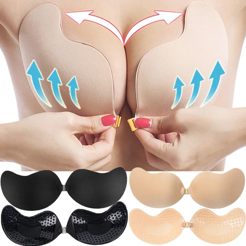 Große, wiederverwendbare Nippelabdeckungen, selbstklebende Push-up-BH-Pads für Körbchengrößen A-D, trägerlose BHs, Hochzeitsunterwäsche, Silikon-Pads