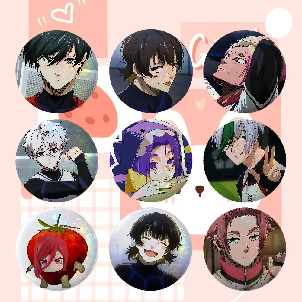 Cute Anime B-blues L-locks Kawaii Anime Game Laser Double Flash Tinplate Badge Cartoon Character Pin Brooch Fan Collectible Cosp
