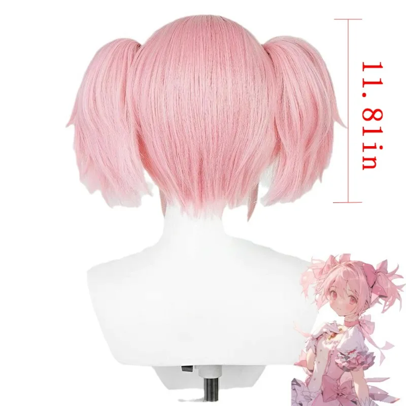 วิกผมตัวละครอนิเมะ สาวน้อยเวทมนตร์ มาโดกะ มาจิก้า ตัวละครอนิเมะ คานาเมะ มาโดกะ ทรงผมหางม้าคู่ ชุดงานเลี้ยงพิธีการ พร้อมเครื่องประดับศีรษะ