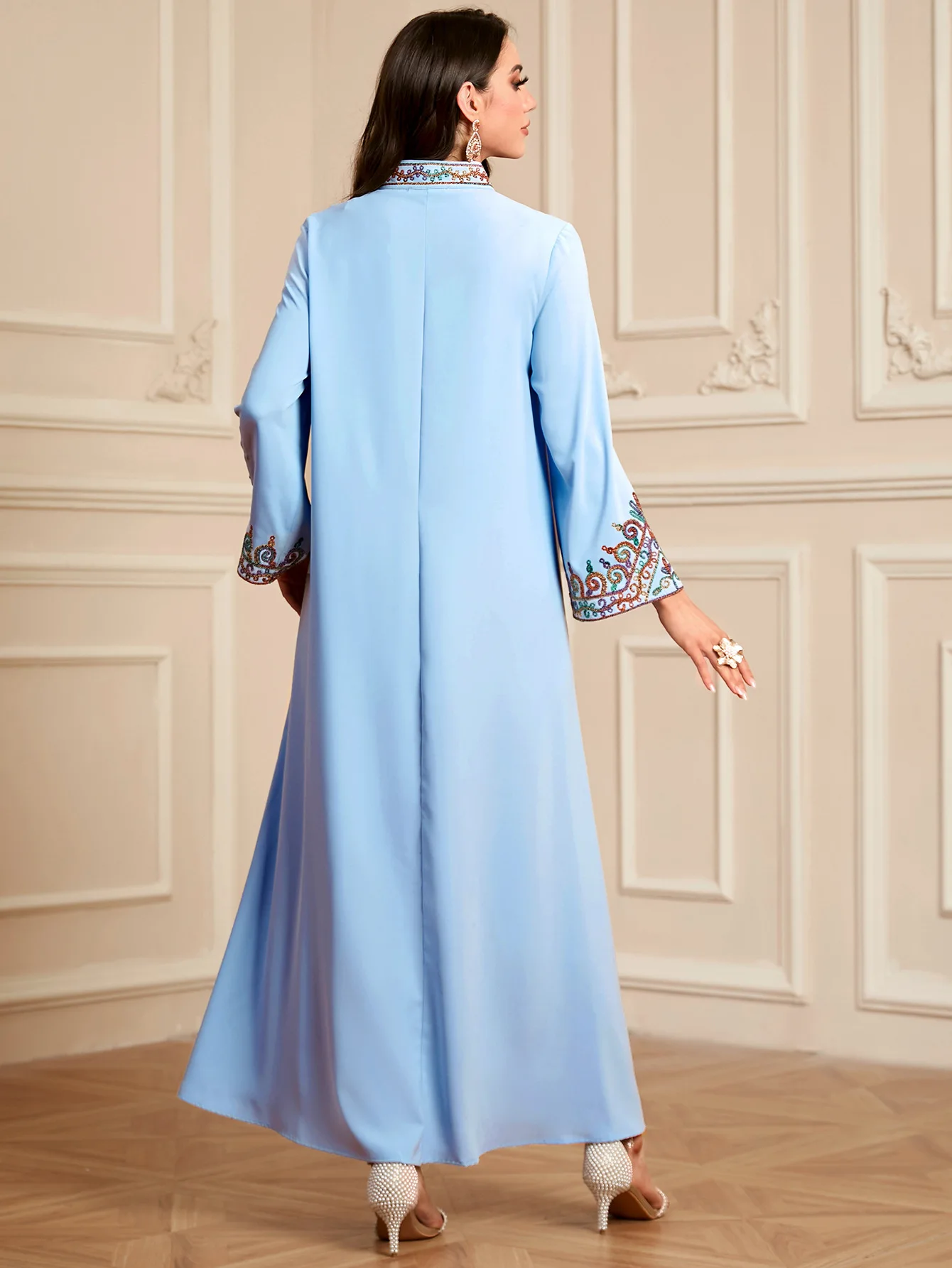 Eid Djellaba Embroidered Abayas for Women Muslim Maxi Dress Turkey Kaftan Dubai Robe Islam Jalabiya Caftan Marocain Femme Kebaya