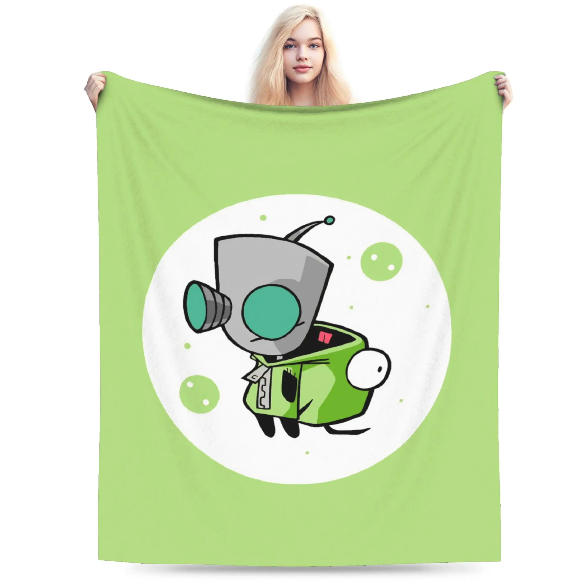 Invaders Zim Cartoon Blanket Flannel Textile Decor Portable Lightweight Thin Throw Blanket for Bed Couch Bedding Throws