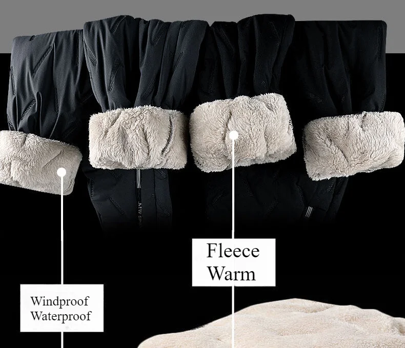 Winter Sweatwear Männer Verdicken Fleece Futter Sweatpant Thermische Hosen Casual Hosen Wasserdicht Winddicht Warme Samt Hosen – Detail 5