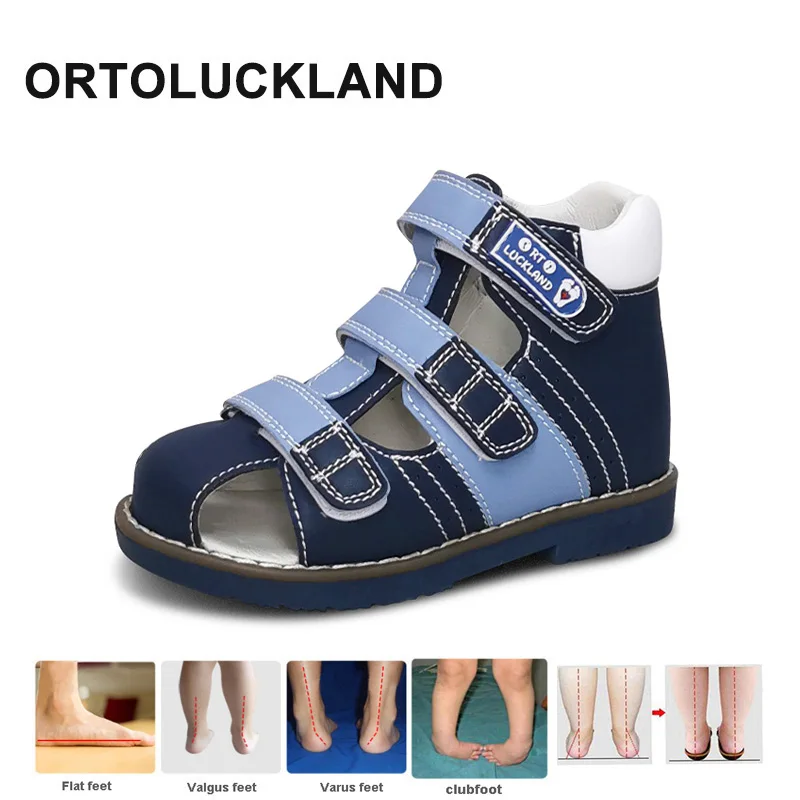 Ortoluckland Kids Boys Sandals Summer Children Orthopedic Shoes Toddler Kindergarten Arch Support Flatfeet Tiptoe Footwear