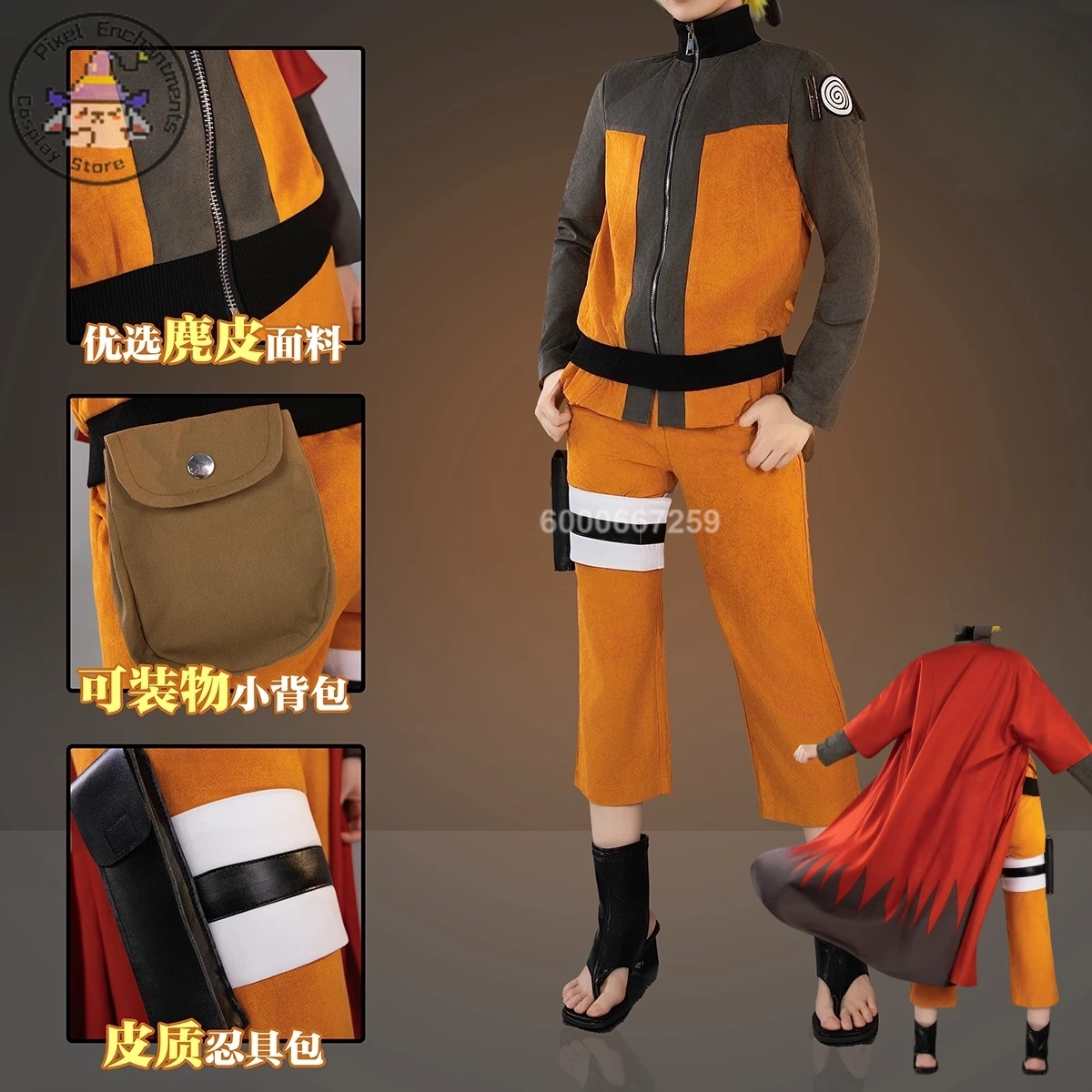 

Japanese anime Uzumaki role playing high quality costume fashion cosplay clothes clock for men adult comic con Halloween party