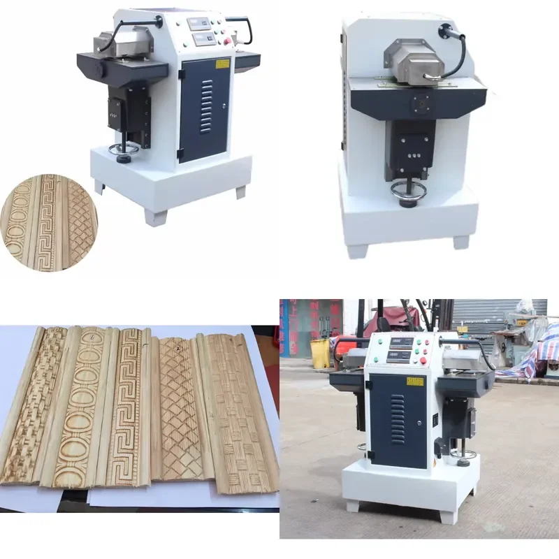 CE Certification Wood Pyrography Machine Double-Head Embossing Wood Pressing Machine for Door Cabinet Wood Line Embossing