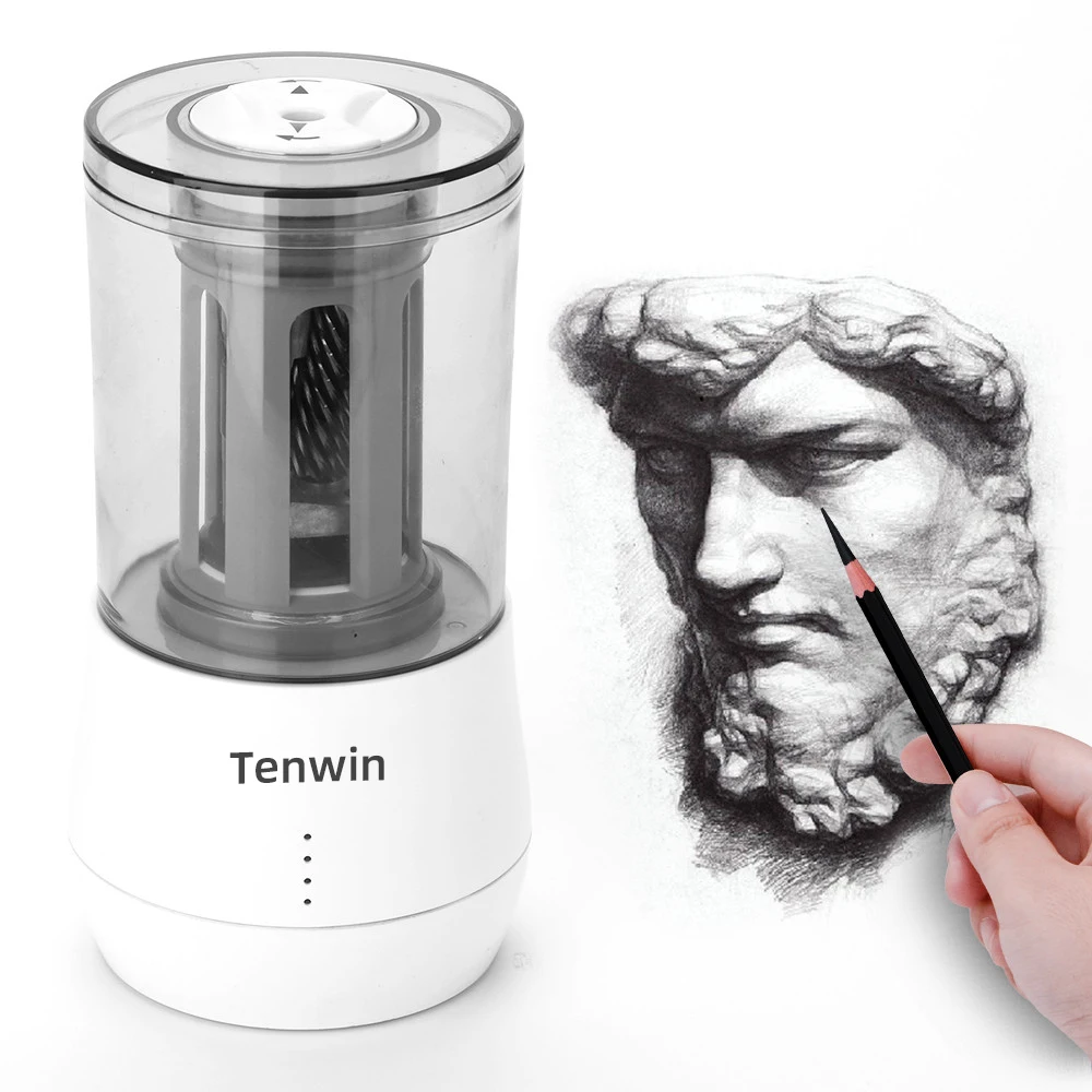 

Tenwin White Stationery Automatic Eelectric Pencil Sharpener USB Tenwin Heavy Duty Art Sketch Operated School Office