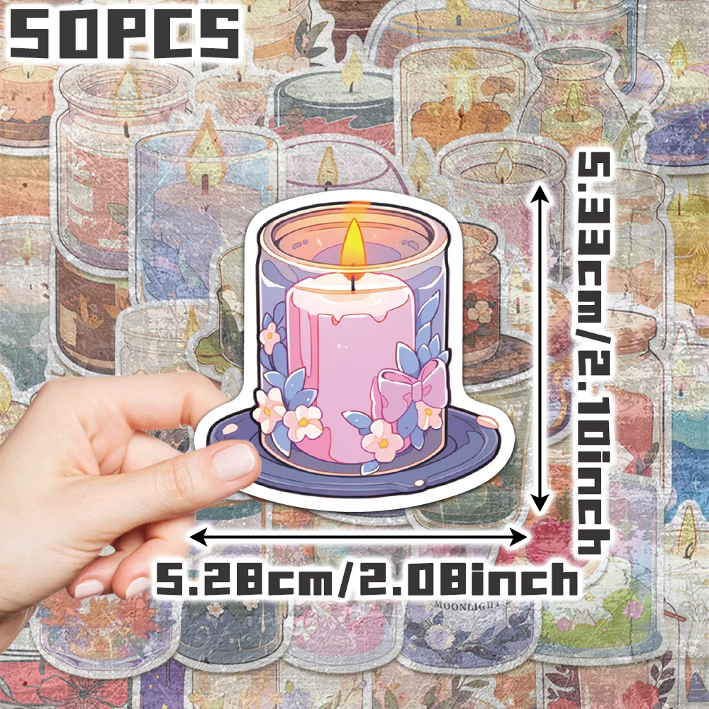 50pcs cute cartoon candles themed non-repeating stickers for holiday gift party decors Back to school Class reward Birthday gift