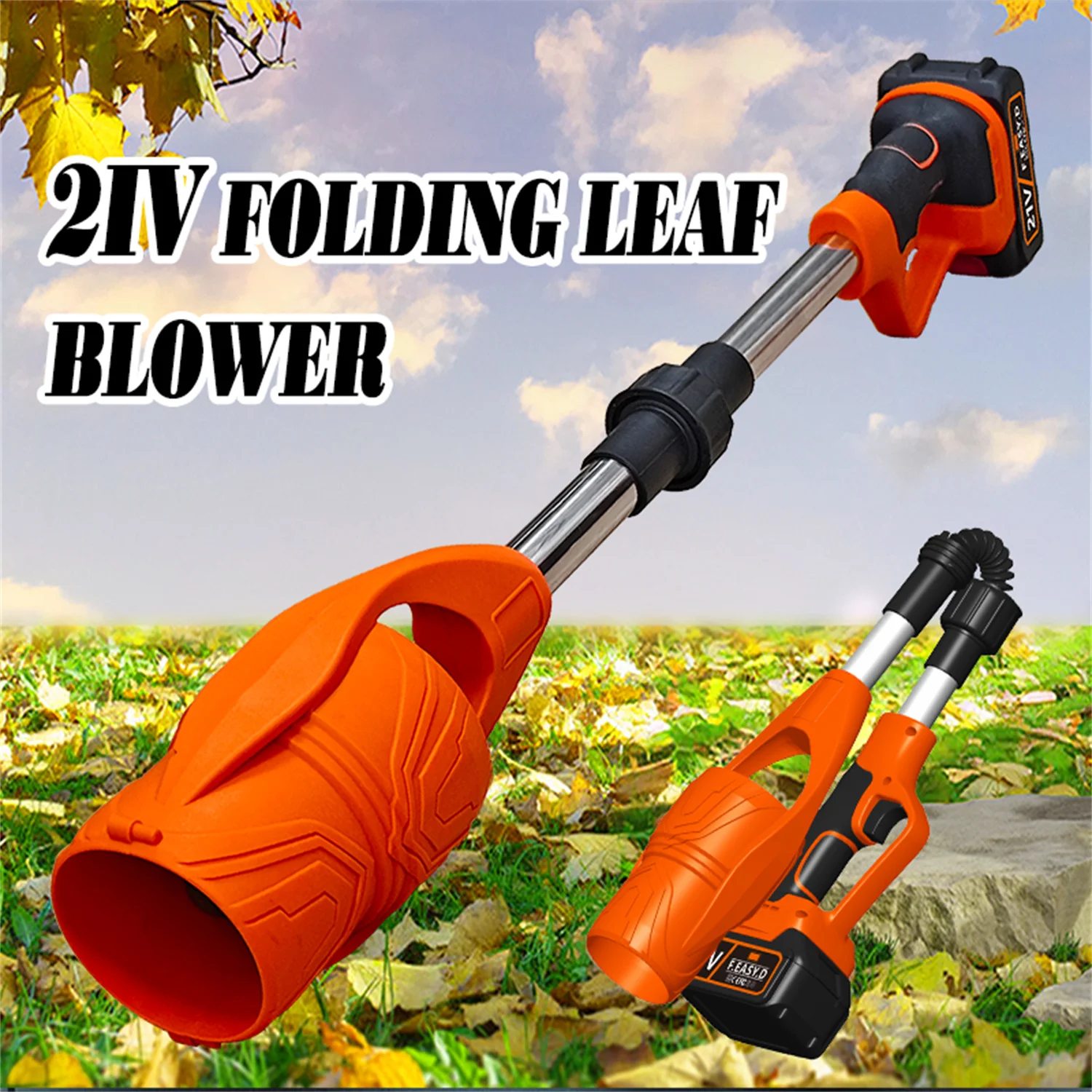 Outil de soufflage électrique sans fil pliable et efficace pour feuilles, neige et poussière, compatible avec batterie Makita 21V (batterie non incluse)