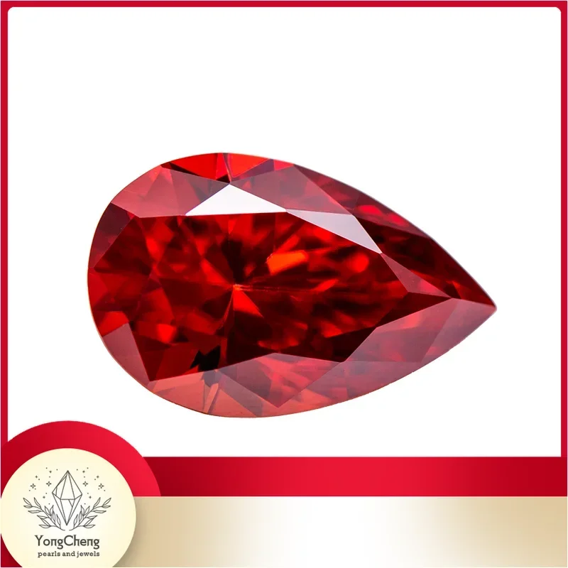 

Moissanite Stone Pear Cut Garnet Colour Lab Created Gemstone Advanced Jewel Making Materials With GRA Certificate