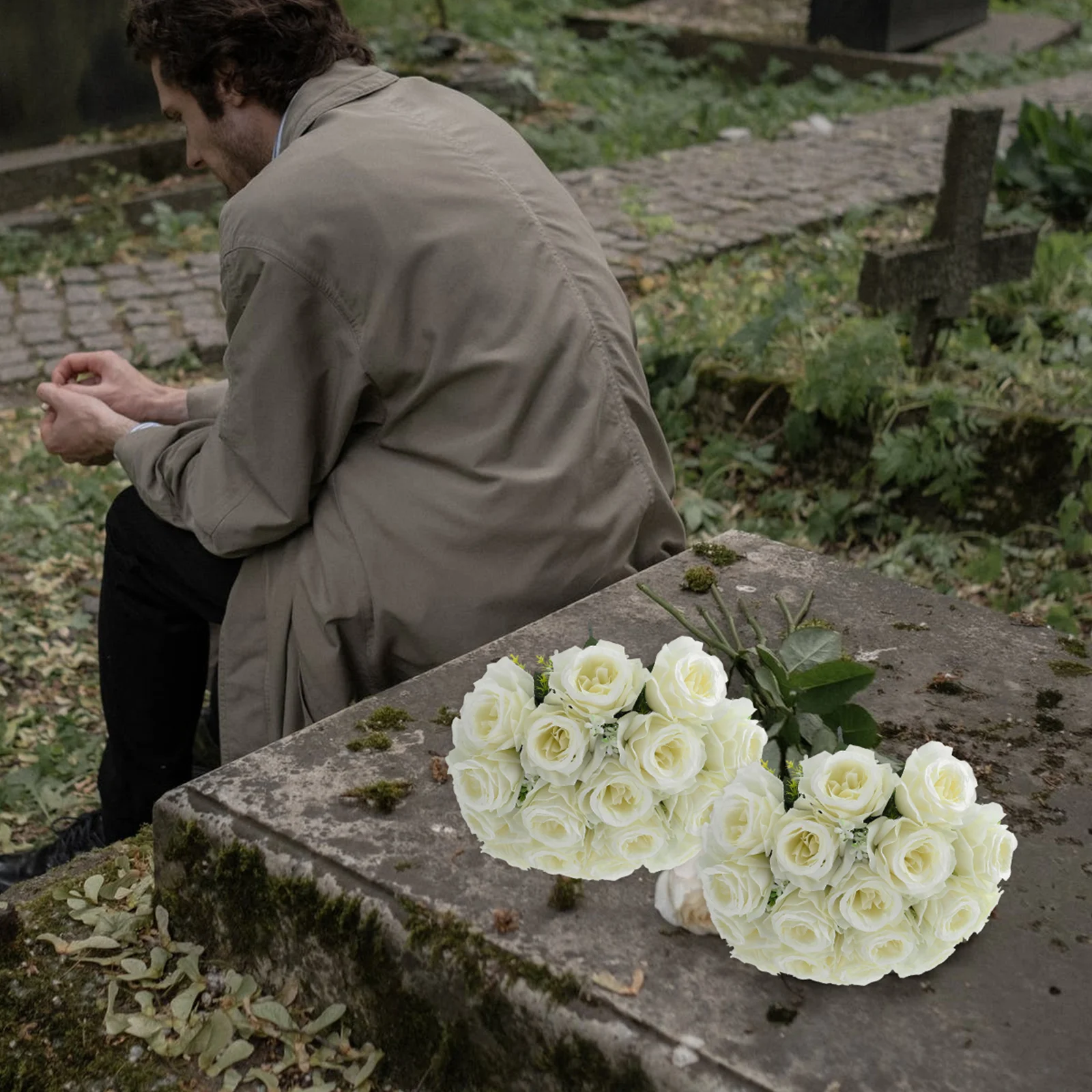 

Simulated Rose Immortal Flower Bouquet Memorial Day Decorations Grave Artificial Bulk Roses