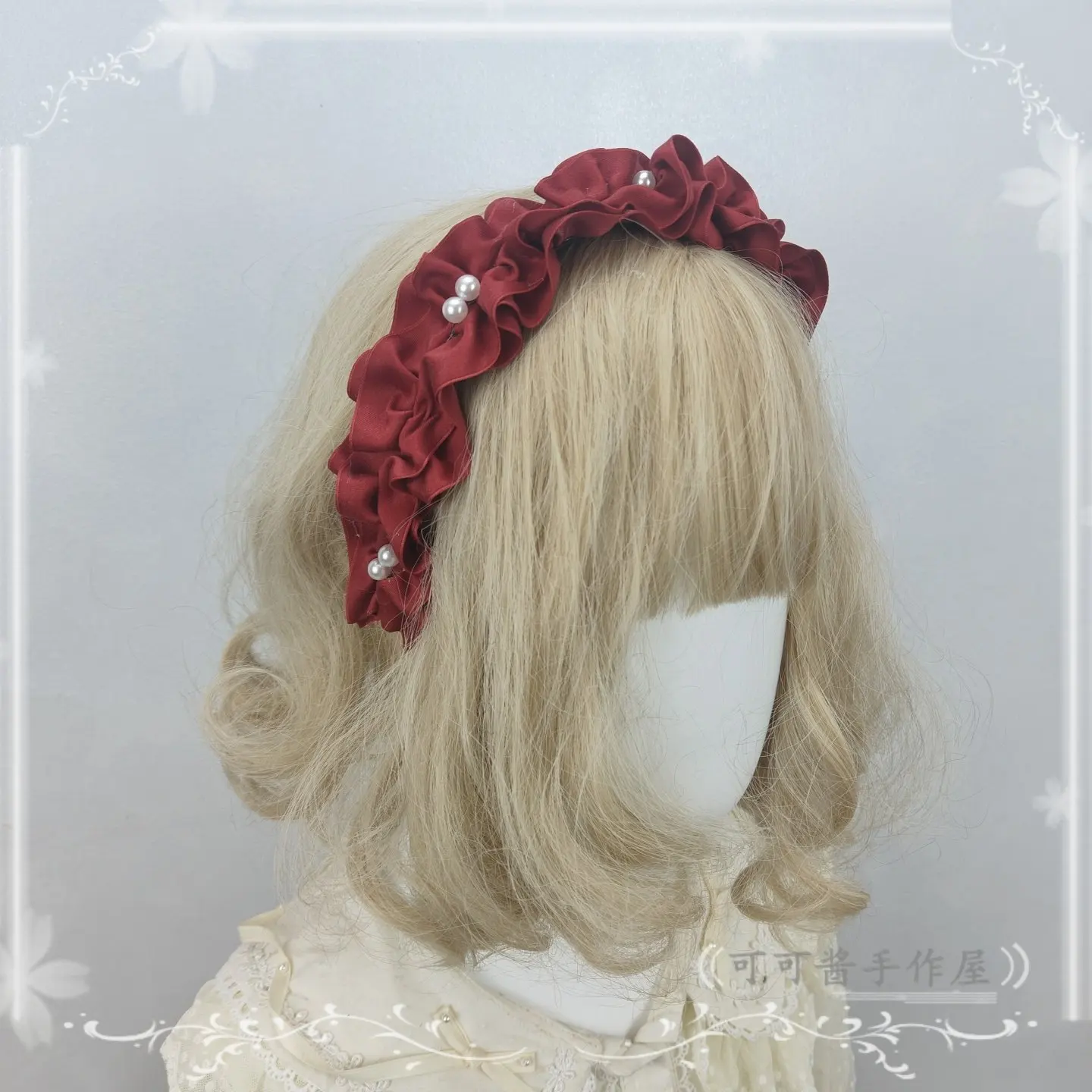 

Handmade Doll Pearl Headband French Retro Headband Lolita Hair Accessories Headband