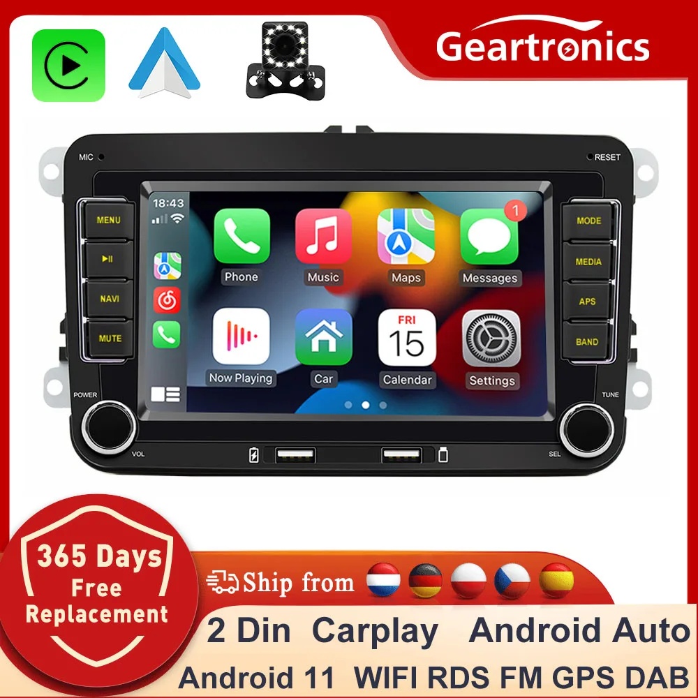 2 Din Android11 Car Radio WIFI GPS For VW / Volkswagen Skoda Octavia golf 5 6 touran passat B6 polo Jetta 2Din Radio Player