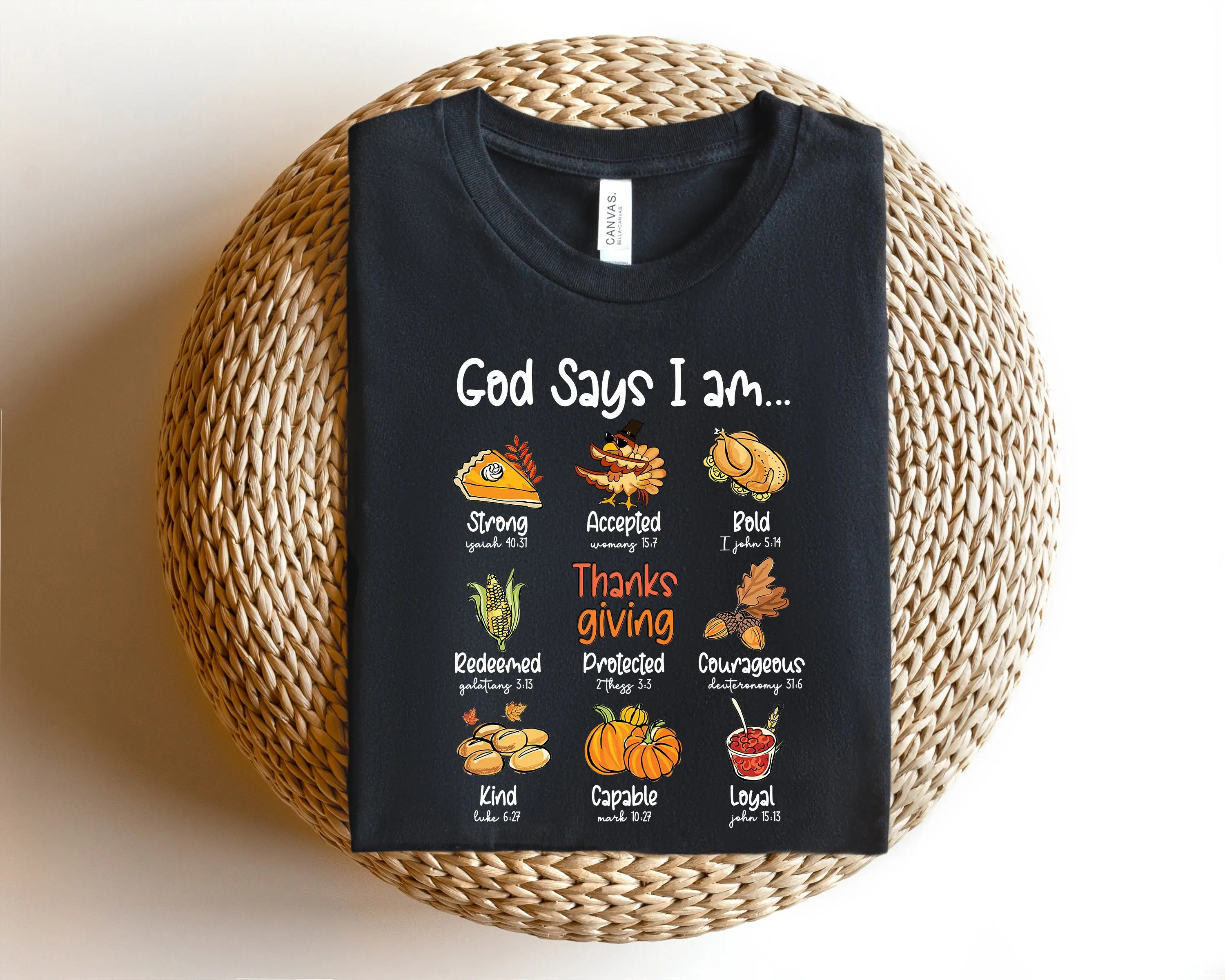 God Says I Am Strong T Shirt Blessed Hello Fall Religious Thanksgiving SweaT For Woman Pumpkin