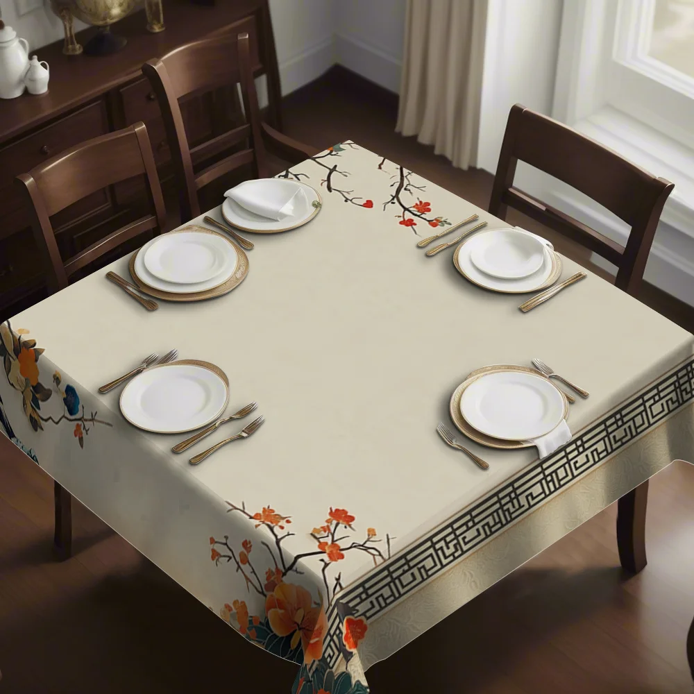 New simple-printed square tablecloth with edge-locking technique