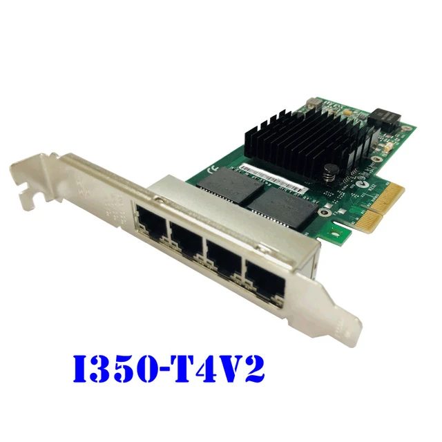 1GbEイーサネットサーバ I350-T4V2 RJ-45クアッド銅ポートカ−ド あさ VT-c PCI-E v2.1 X 4 ネットワークアダプター(NIC)  E1G44HTBLK インテルI350チップ対応 ロープロファイルブラケット附属 デスクトップ/PCサ