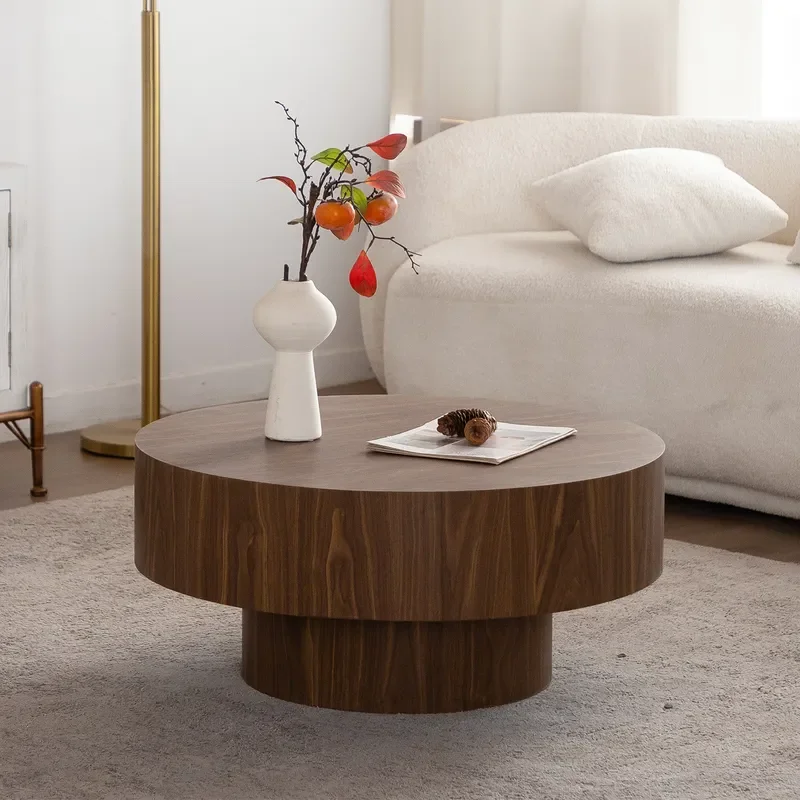 Medieval Style Round Coffee Table for Living Room Small Apartment Japanese Balcony Leisure Negotiation Table Household