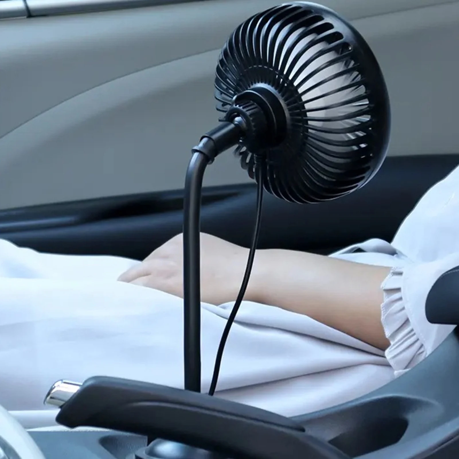 Car Fan Powerful Low Noise 3 Speeds Adjustable Portable USB Powered Fan with Gooseneck for Car Trucks RVs Bus USB Fan for Car