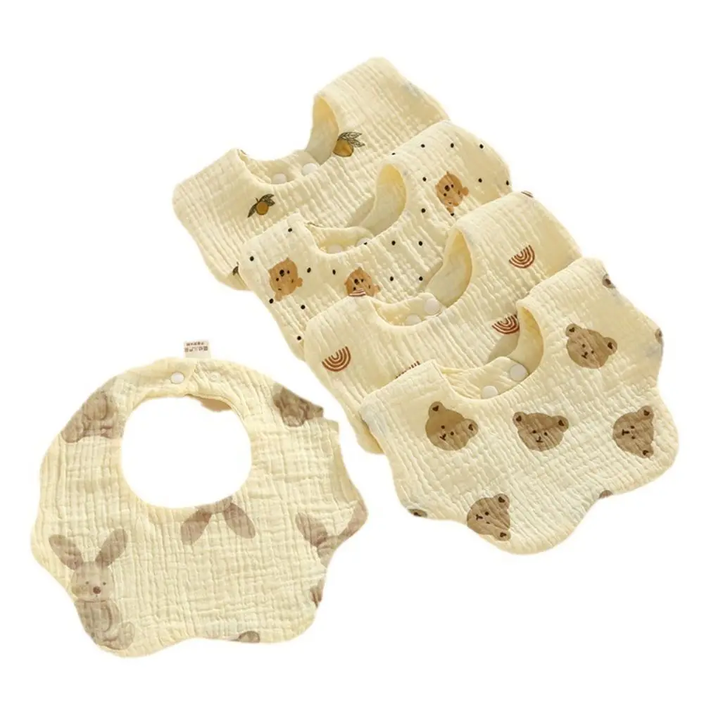 Cute Burp Cloths Baby Bib Printing Snap Button Baby Saliva Towel Ruffle Cotton Feeding Apron Newborn