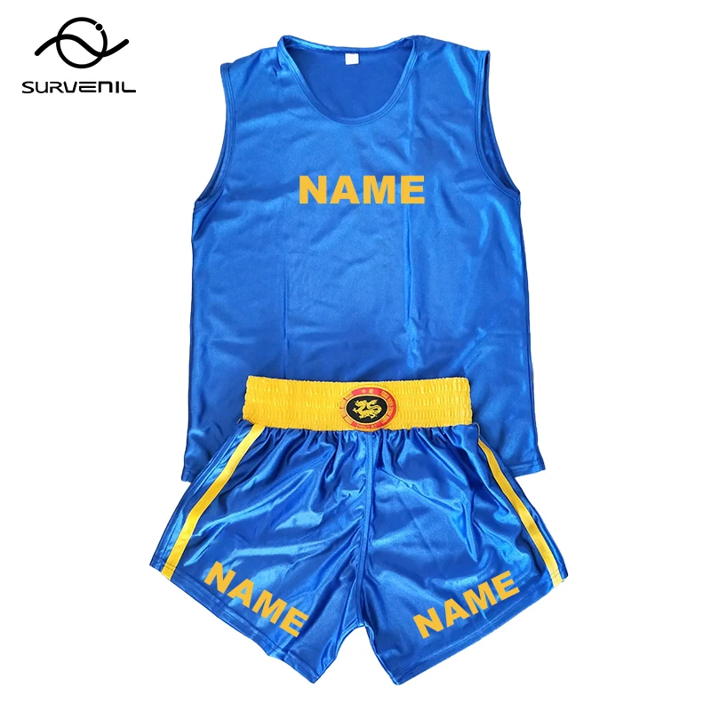 Spodenki bokserskie i zestaw podkoszulek na zamówienie spodenki Muay Thai mężczyzn kobiet Kids MMA T Shirt Wushu Sanda Fighting Kickboxing spodnie