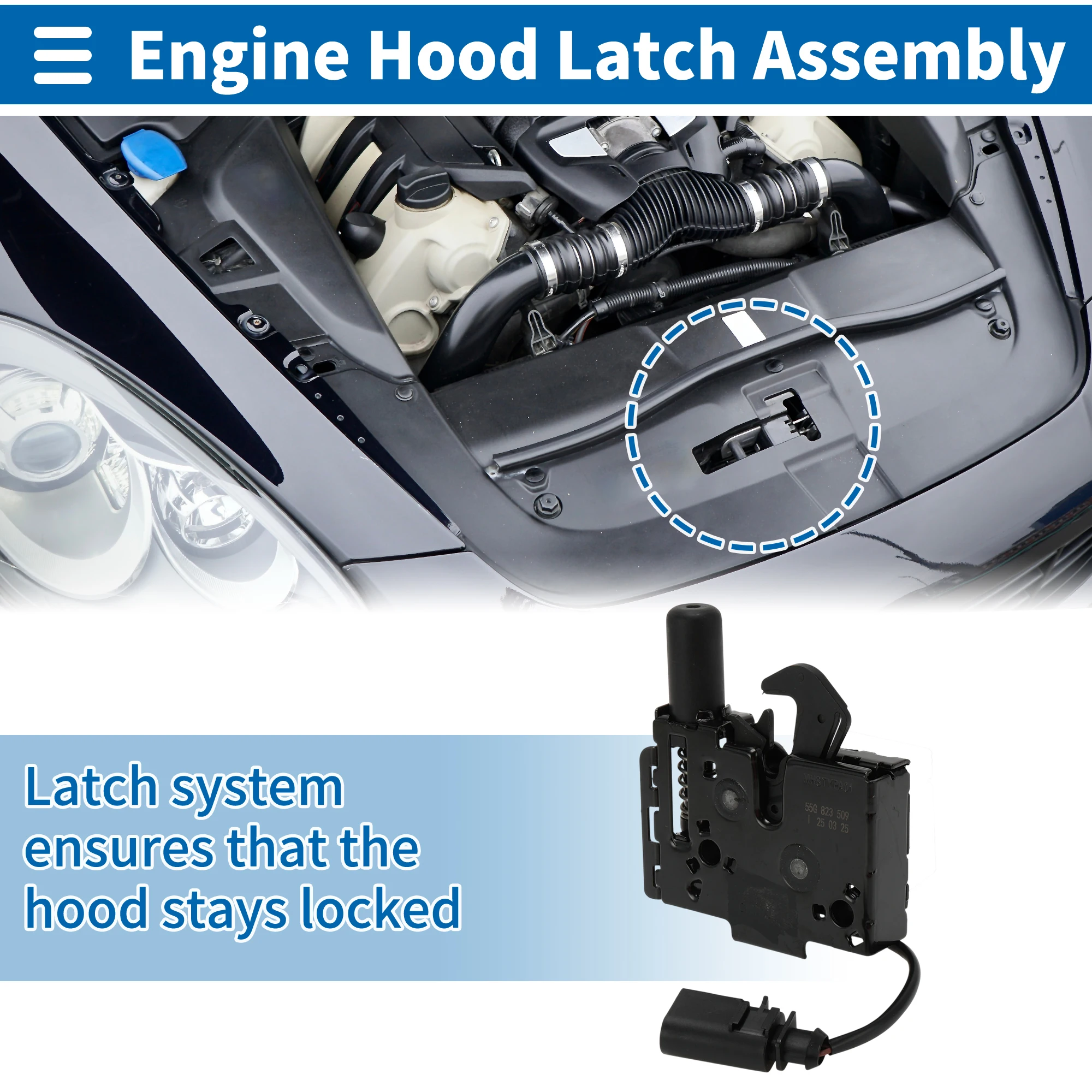 

UXCELL Hood Latch Assembly for Audi A4 2017-2020 No.55G823509 1 Pcs