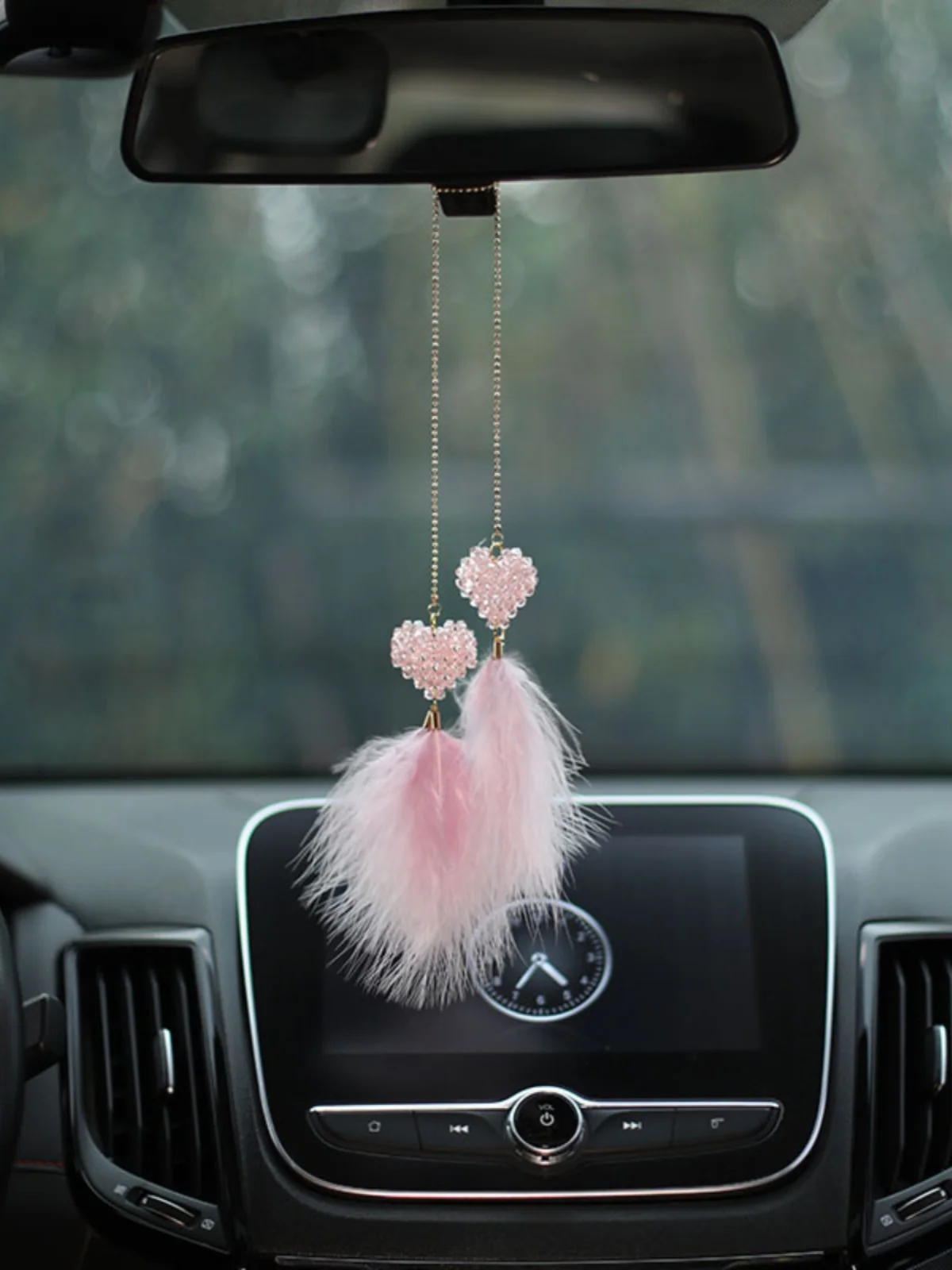 

Car Hanging Decorations Dr cher Creative Interior Vehicle Decoration Rearview Mirror Pendants Heart aped Feather
