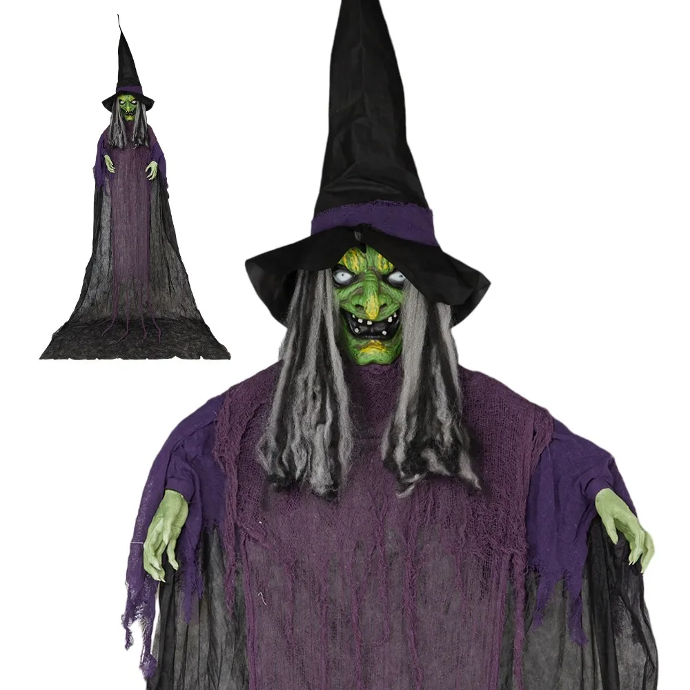 

12FT Halloween Decoration Animated, Voice Control Witch, Haunted House Prop