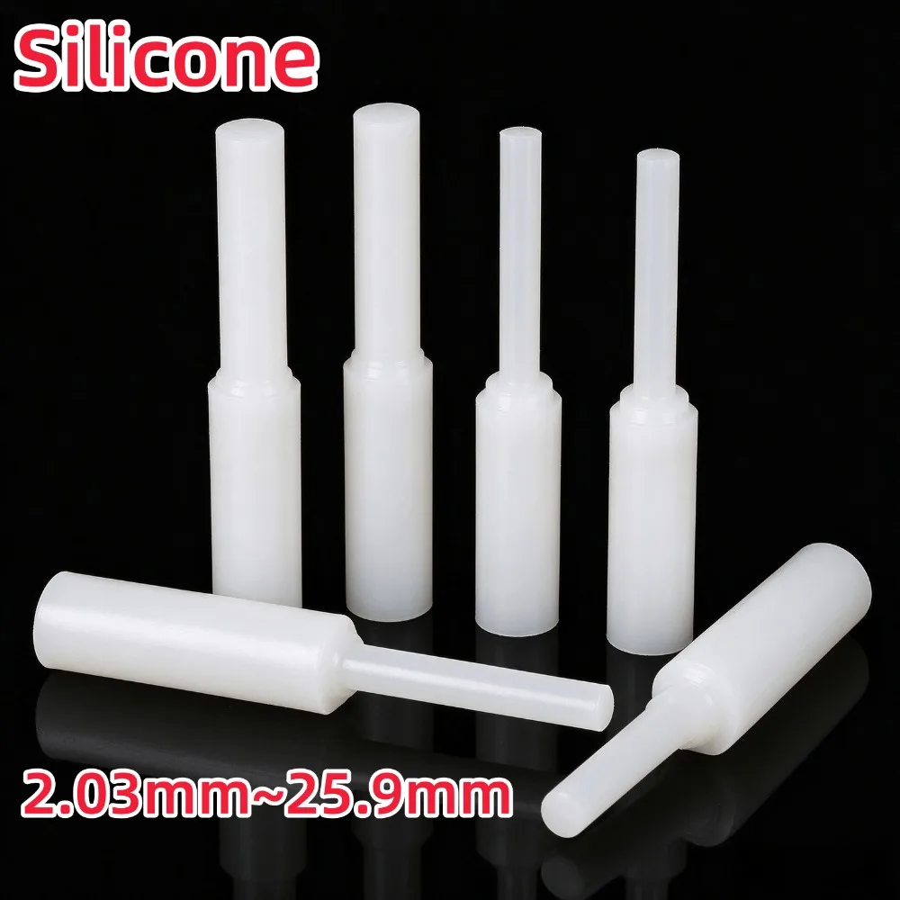 White Silicone Round Shank Plug 2.03-25.9mm, High Temperature Resistant Paint Masking Cap, Screw Thread Nut Seal Cover