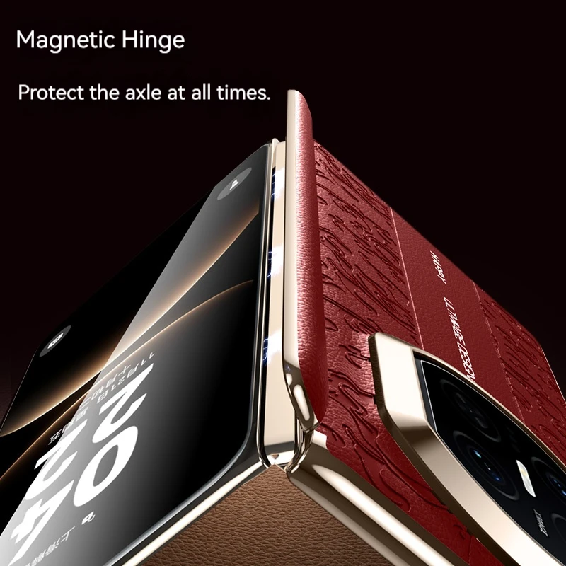 Luxury 3D Embossed Leather+PC Electroplated Phone Case, For Huawei Mate X7 X6 X5 X3 Central Hinge Anti Drop Protective Cover view 5