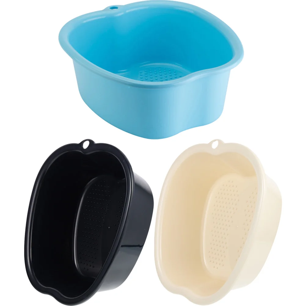 

3 PCS Foot Washing Bucket Thickened Bath Basin Massage (blue + Black Beige) 3pcs Buckets Tub